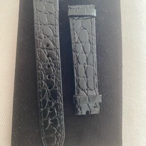 Vintage Chanel Black Leather Watch Strap 18mm and 16mm at the buckle